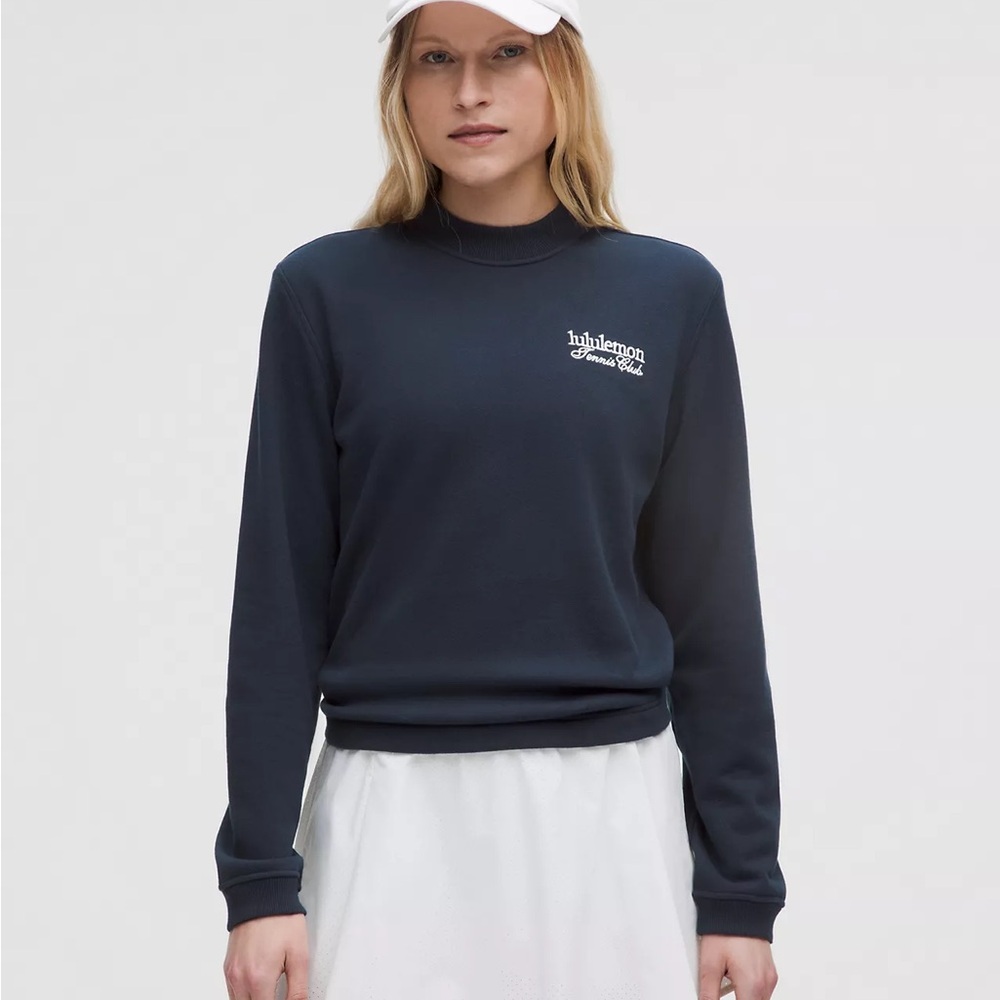 lululemon athletica Navy Blue Cotton Crewneck Pullover - Tennis Club NWOT